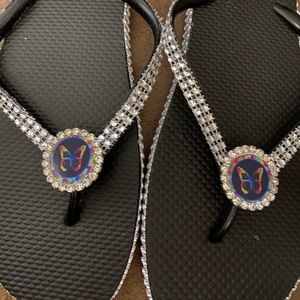 Autism awareness butterfly flip flops